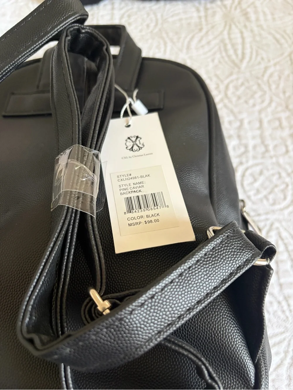 NWT CXL by Christian Lacroix Pine Caviar Backpack Black with Silver Hardware